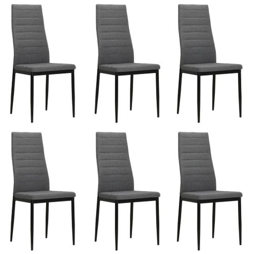 Lot De 6 Chaises De Salle À Manger Cuisine Design Contemporain Tissu Gris Clair Cds022406