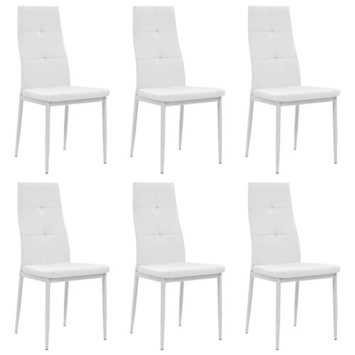 Lot De 6 Chaises De Salle À Manger Cuisine Design Élégant Synthétique Blanc Cds022165