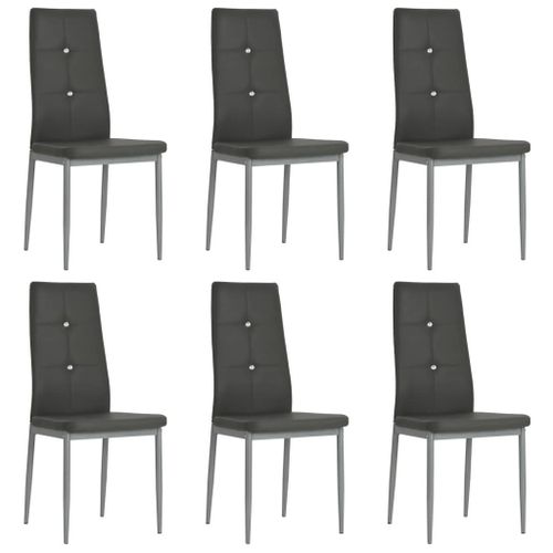 Lot De 6 Chaises De Salle À Manger Cuisine Design Élégant Synthétique Gris Cds022480