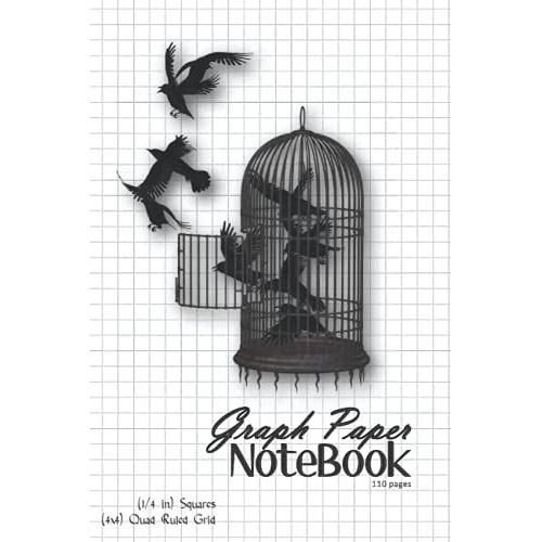 Graph Paper Notebook. 110.Pages (1/4 In) Squares (4x4) Quad Ruled Grid.: Crow - | For Students,Drawing,Math,Scientific .... .| (6 "X 9" Inches ) (15.24 X 22.86 Cm)