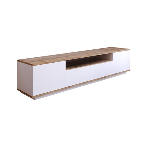 Meuble Tv Effet Bois Beige, Blanc 180x45 Cm