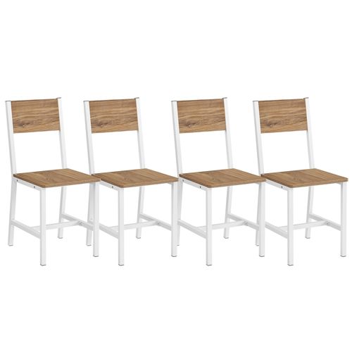 Lot De 4 Chaises De Salle À Manger Cadre En Acier Marron Blé Et Blanc