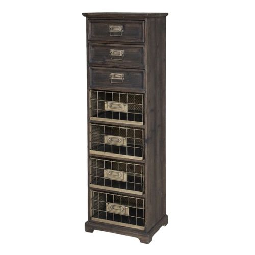 Commode 4 Tablettes En Bois De Sapin Et Fer Marron 43 X 31.5 X 139 Cm
