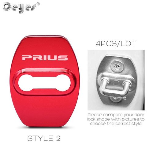 Boucle De Protection De Serrure De Porte De Voiture,4 Pièces,Pour Toyota Prius,Emblème Corolla Camry C Hr,Décoration De Voiture - Type 2 Red