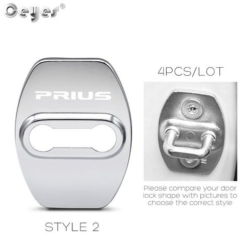 Boucle De Protection De Serrure De Porte De Voiture,4 Pièces,Pour Toyota Prius,Emblème Corolla Camry C Hr,Décoration De Voiture - Type 2 Silver