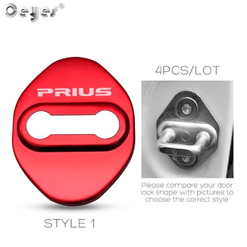 Boucle De Protection De Serrure De Porte De Voiture,4 Pièces,Pour Toyota Prius,Emblème Corolla Camry C Hr,Décoration De Voiture - Type 1 Red
