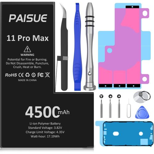 [4500mah] Batterie Pour Iphone 11 Pro Max, Batterie Haute Capacité De Remplacement Pour Iphone 11 Pro Max A2220 A2218 A2161 Avec Kit D'outils
