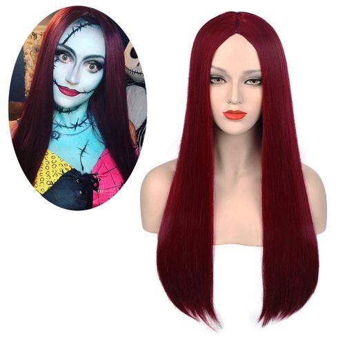 Perruque Synthétique Lisse 26 Pouces Rouge Vin Pour Femme,Cheveux Longs,Déguisement De Nightmare Before Christmas,Pour Halloween