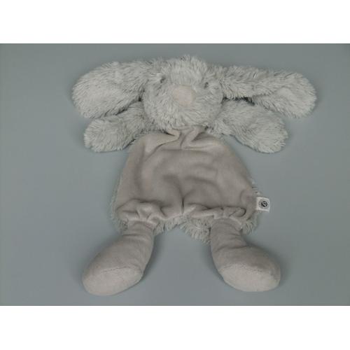 Doudou Lapin Plat Gris Bouchara