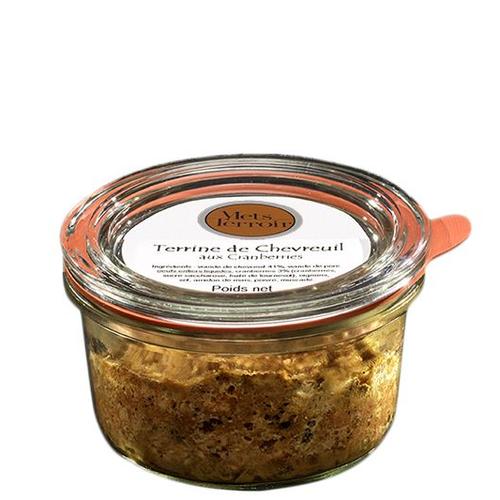 Terrine De Chevreuil Aux Cranberries | Paté Sucrée-Salée | Production Artisanale | Bocal De 90g