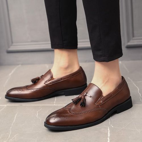 Chaussures En Cuir Pu Pour Hommes,Grande Taille 38-48,Brogue Britannique Oxford,Mocassins À Pampilles