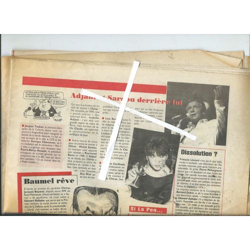 Coupure De Presse Du Journal Minute Du 25/01/1995 Avec Isabelle Adjani Et Michel Sardou