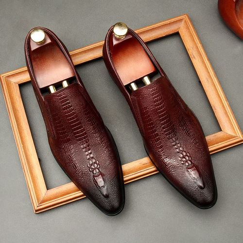 Chaussures Chaussures Oxford De Mariage Faites La Main Pour Hommeschaussures Provoqué Plates En Cuir Véritablemocassins D'affaires Formelsmotif Crocodilenoir Et Bleuété