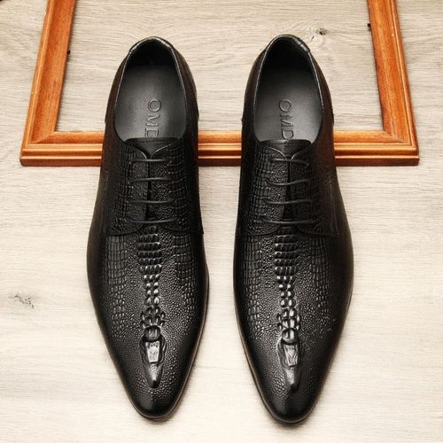 Chaussures Chaussures Oxford De Mariage Faites La Main Pour Hommeschaussures Provoqué Plates En Cuir Véritablemocassins D'affaires Formelsmotif Crocodilenoir Et Bleuété