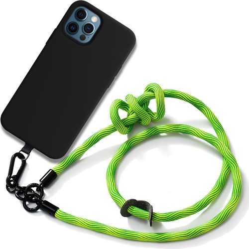 Coque Bandoulière Pour Iphone 12 Pro Silicone Noir Souple Avec Bandoulière Robuste Vert - E.F.Connection