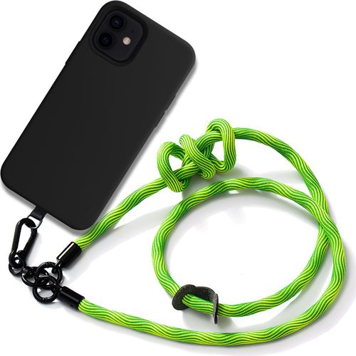 Coque Bandoulière Pour Iphone 12 Silicone Slim Noir Avec Bandoulière Robuste Vert - E.F.Connection