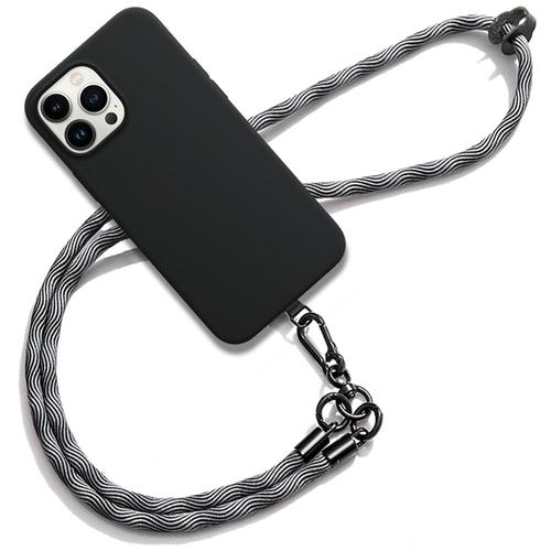 Coque Cordon Pour Iphone 13 Pro Silicone Antichoc Noir Avec Cordon Gris - E.F.Connection