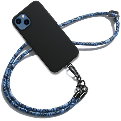 Coque Bandoulière Pour Iphone 13 Mini - Noir Antichoc Anti-Rayures Avec Bandoulière Amovible Bleu - E.F.Connection