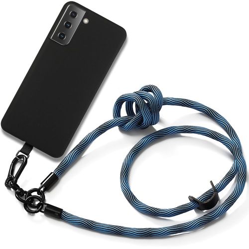 Coque Cordon Pour Samsung Galaxy S21 Antichoc Noir Avec Cordon Robuste Bleu - E.F.Connection