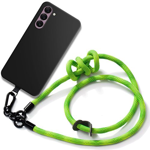 Coque Cordon Pour Samsung Galaxy S23+ / S23 Plus Silicone Antichoc Noir Avec Cordon Robuste Vert - E.F.Connection