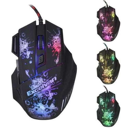Excelvan 7 Boutons LED USB filaire Gaming Mouse 3200dpi ajustable pour Pro Gamer
