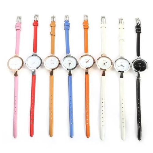 Rouge Kezzi K - 575 Femmes Quartz Cadran Rond Svelte Bracelet En Cuir