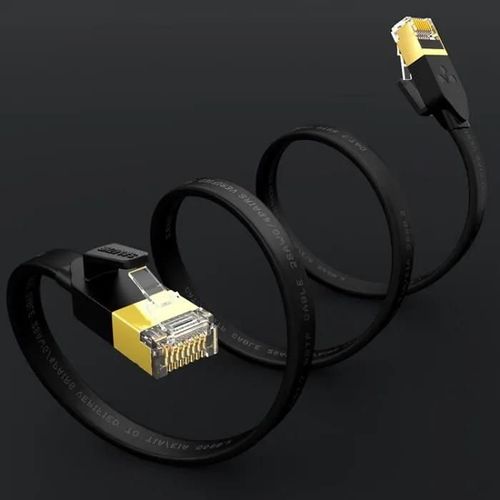 CAT 7 Cable Ethernet 1m fiches RJ45 Réseau Gigabit Lan Cable Plat avec 600 MHz pour Nintendo Switch Routeur Consoles de Jeux Noir