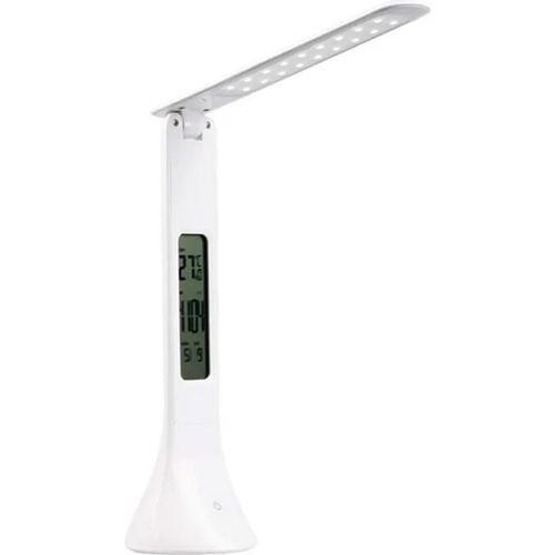 Lampe de table LED - ONEVER - multifonction heure réveil calendrier température - Lumière réglable et port USB blanc