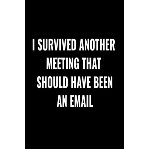 I Survived Another Meeting That Should Have Been An Email: Funny Notebook,With Sarcastic Sayings; Joke Notebook 6x9 Blank Lined 110 Pages
