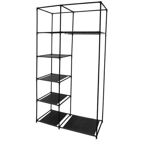 Paris Prix - Structure Armoire "5 Cases & 1 Penderie" 178cm Noir