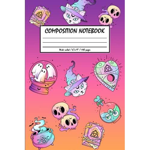 Magic Witchy Tie Dye Composition Notebook For Girls: Witchy Magic Tie Dye Halloween Notebook For Girls With Witch Cat, Skulls, Ghosts, Magic Potions, ... Book Gift For Kids, Teens And Horror Fans