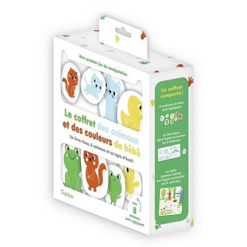 Le Coffret Des Animaux Et Des Couleurs De Bébé - Un Livre-Tissu Avec 8 Animaux Et Un Tapis D'éveil