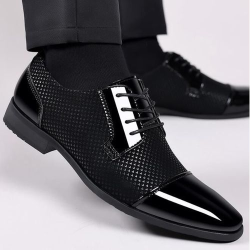 Chaussures Oxfordchaussures En Cuir Verni Respirant De Luxe Pour Hommeplates De Bureau Et De Mariagede Couleur Noiregrande Taille