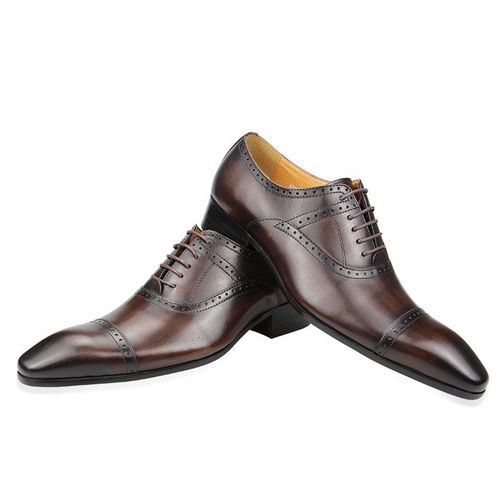 Chaussures Oxford En Cuir Véritable Faites À La Main Pour Hommes,À Lacets,Richelieu,Formelles,Noires,Bureau,Affaires,Haute Qualité