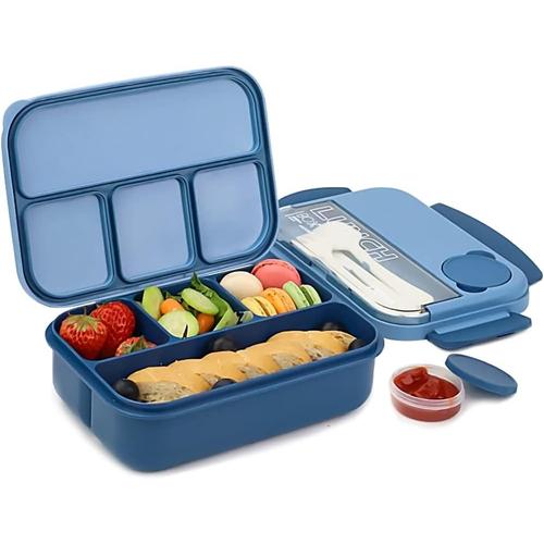 Lunch Box 1300ML, Enfant Boîte à Bento Bento Box avec 4 Compartiments, Adulte  Boîte à Déjeuner pour Le Pique-Nique l'école Le Travail Boîte à Goûter pour  Micro-Ondes et Lave-Vaisselle (Bleu)