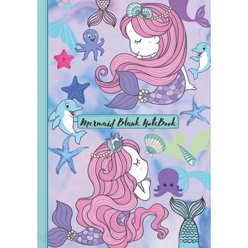 Mermaid Blank Notebook: Cute Children Primary-Composition-Notes Book; Blank Wide Single-Lined - For School Work, Or Homework;