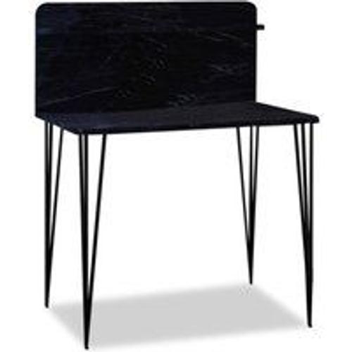 Bureau Avec Étagère Pieds Métal Pingmao Effet Marbre Noir