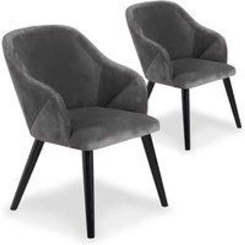 Lot 2 De Chaises Scandinave Velours Gris Pikine