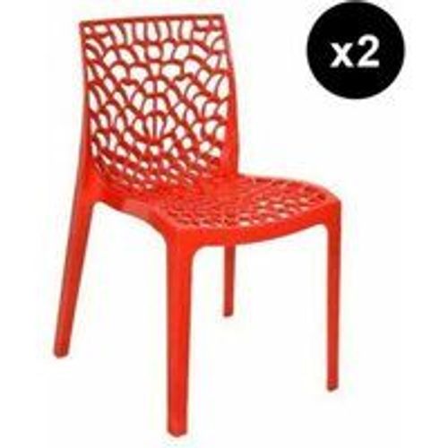 Lot De 2 Chaises Design Rouge Gruvyer