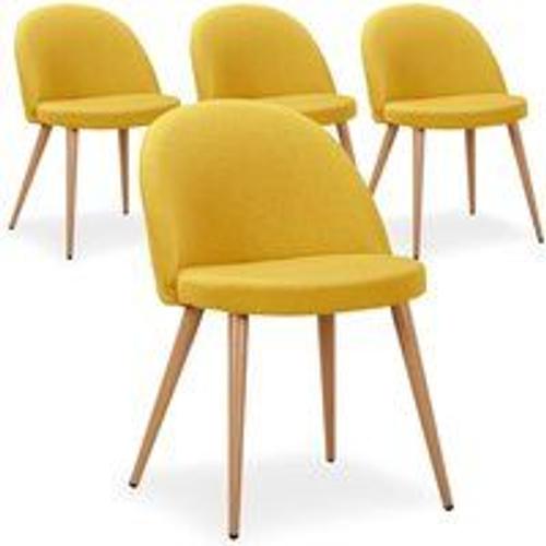 Lot De 4 Chaises Scandinaves Maury Tissu Jaune