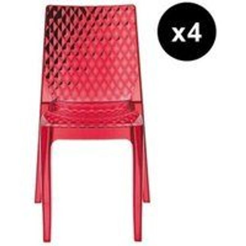 Lot De 4 Chaises Design Transparente Rouge Delphes