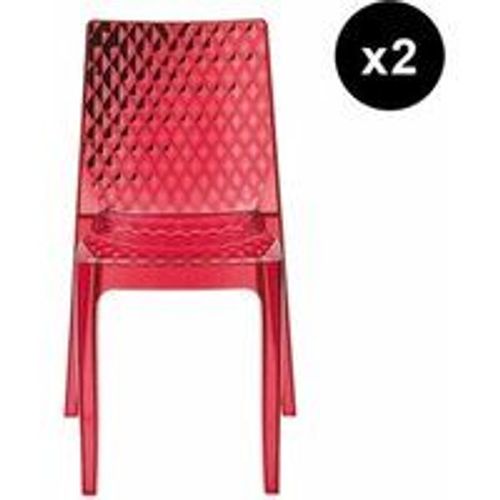 Lot De 2 Chaises Design Transparente Rouge Delphes