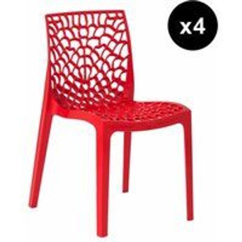 Lot De 4 Chaises Design Rouge Gruvyer