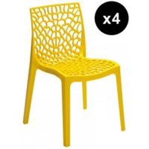 Lot De 4 Chaises Design Jaune Gruvyer