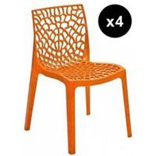 Lot De 4 Chaises Design Orange Gruvyer