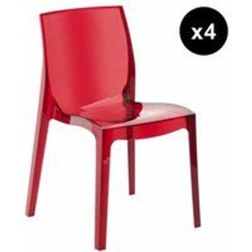 Lot De 4 Chaises Design Rouge Transparent Lady
