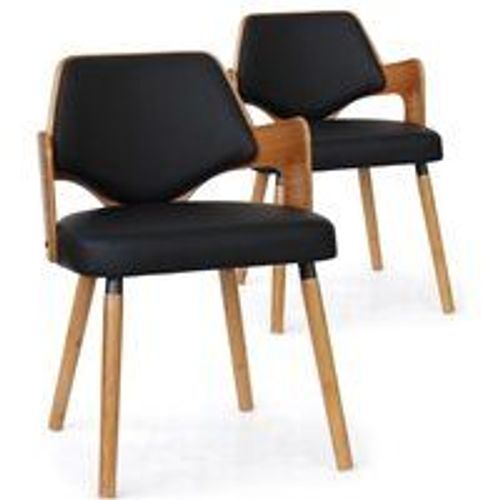 Lot De 2 Chaises Scandinaves Bois Naturel Et Noir Tidencia