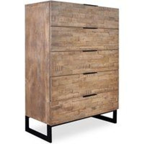 Commode Chêne Clair Avec 5 Tiroirs Focili