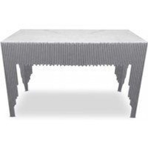 Console Design Galantine Marbre Blanc Pieds Argent