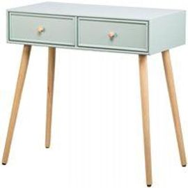 Console Nishio Scandinave En Bois Avec 2 Tiroirs - Verte